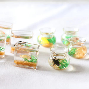 Dollhouse Miniature Glass Fish Tank Bowl Aquarium Doll House Home Ornament Toy For Dollhouse Decals