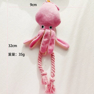 Pet Plush Toy for Small Large Dogs Cats Molar Training Squeaky Toys Octopus Shape Interactive Cotton Rope Toy Dog Accessories