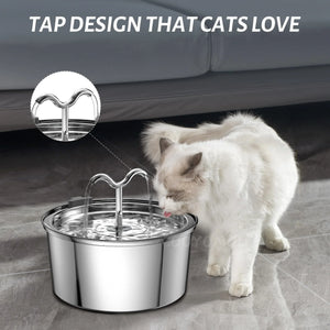 3.2L/108oz Pet Fountain Water Bowl Dog Drinking Cat Water Fountain Stainless Steel Dispenser Cat double head Watering Supplies