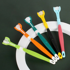 Portable Three Sided Pet Toothbrush Multi-angle Dog Brush Addition Bad Breath Teeth Care Dog Cat Cleaning Mouth Toothbrush