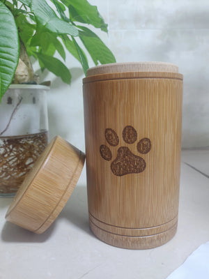 Carved Custom Bamboo Pet Urn Cremation Cute Cat Dog Paws S-L Size Puppy Kitten Ashe for Urn Funeral Supplies Pet Dog Accessories