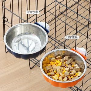 Hanging Pet Bowl Dog Set Small Food Bowls Cat Feeder Wall Mounted Water Cage Plastic Crate Kitten Supplies Stainless Steel