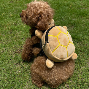 Durable Pet Self Carry Backpack Turtle Shape Bag Adjustable Belt Puppy Backpack Cartoon Portable Harness Dog Outdoor Snack Bag