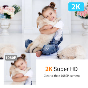 KAWA 2K IP Camera Wifi Survalance Cameras 360° Smart Home Alexa Wireless Indoor Security Pet&Baby Track Monitor See by Mobile