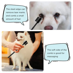 Double-sided Pet Eye Comb Brush Pets Tear Stain Remover Combs Eye Double Head Grooming Brushes Cat Dogs Removing Crust Mucus 1PC