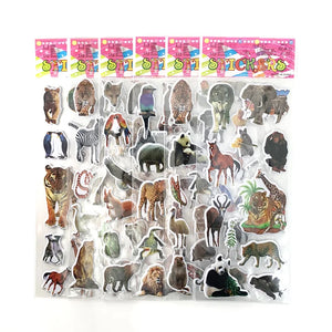 12 Sheets/set 3D Real Wild Animal Stickers Toys For Children Scrapbook Laptop Notebook Tiger Lion Horse Sticker Gift