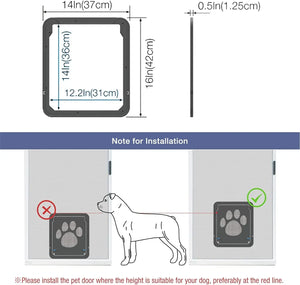 ATUBAN Screen Dog Door for Sliding Door, Inside Opening 12x14 inches Doggy Door,Magnetic Self-Closing Pet Screen Door Protector