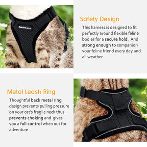 ATUBAN Cat Harness and Leash for Walking,Escape Proof Soft Adjustable Vest Harnesses for Cats,Easy Control Breathable Reflective