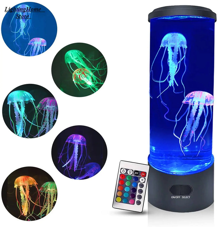 Jellyfish Lamp Color Changing Remote Control  Aquarium Tank LED Night Light Birthday Gift USB Charging Relaxing Mood