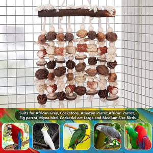 Large Parrot Bird Toys Natural Wooden Bird Chewing Tearing Toy for Cokatoos ,African Grey Macaws and Large Medium Parrot Birds