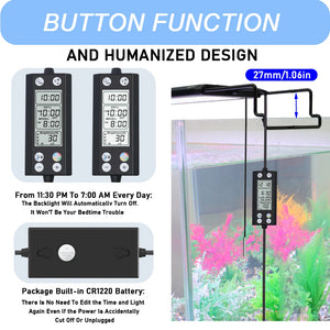 30-60cm Aquarium 24/7 Full Spectrum Lighting LED Light With Thermometer And Memory Function Fish Tank  Plant Lamp IP68 100V-240V