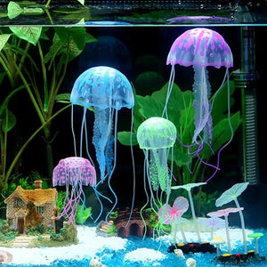 Artificial Jellyfish Fluorescent Transparent Floating Simulated Jellyfish Landscape Fish Tank Fish Pet Decorations Supplies