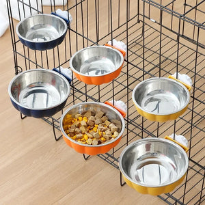 Hanging Pet Bowl Dog Set Small Food Bowls Cat Feeder Wall Mounted Water Cage Plastic Crate Kitten Supplies Stainless Steel