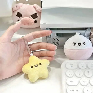 Cartoon Squeeze Capybara Plush Keychain Kawaii Plush Stuffed Soft Siamese Cat Keyring Toys Keyring Squeak Capibara Doll Kids