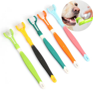 Portable Three Sided Pet Toothbrush Multi-angle Dog Brush Addition Bad Breath Teeth Care Dog Cat Cleaning Mouth Toothbrush