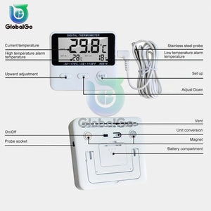 Mini LCD Digital Thermometer With Probe Sensor Swimming Pool Refrigerator Aquarium Thermometer Measurer With Cable 1M