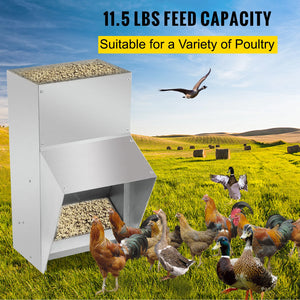 VEVOR  Sturdy Galvanized Steel Poultry Feeder Premium Chicken Feeder No Waste 11.5/25/30/50lbs Metal Feeder for Chickens Quails