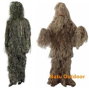 Adult Kids Tactical Camouflage Clothing Withered Grass Ghillie Suit 5 PCS Sniper Hunting Suit Army Hunting Clothes Birding Suit