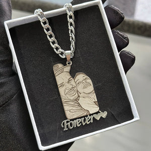 Wholesale Custom Photo Necklace Custom Stainless Steel Engrave Pet Dog Cat Name Memory Frosted Photo Necklace Jewelry For Woman