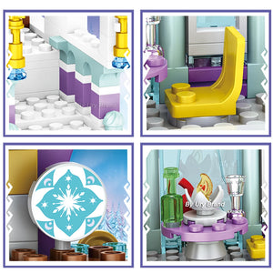 Friends Princess Luxury Ice Castles Playground House Movies Winter Snow Horse Figures Building Blocks Set Toy for Girls DIY Gift