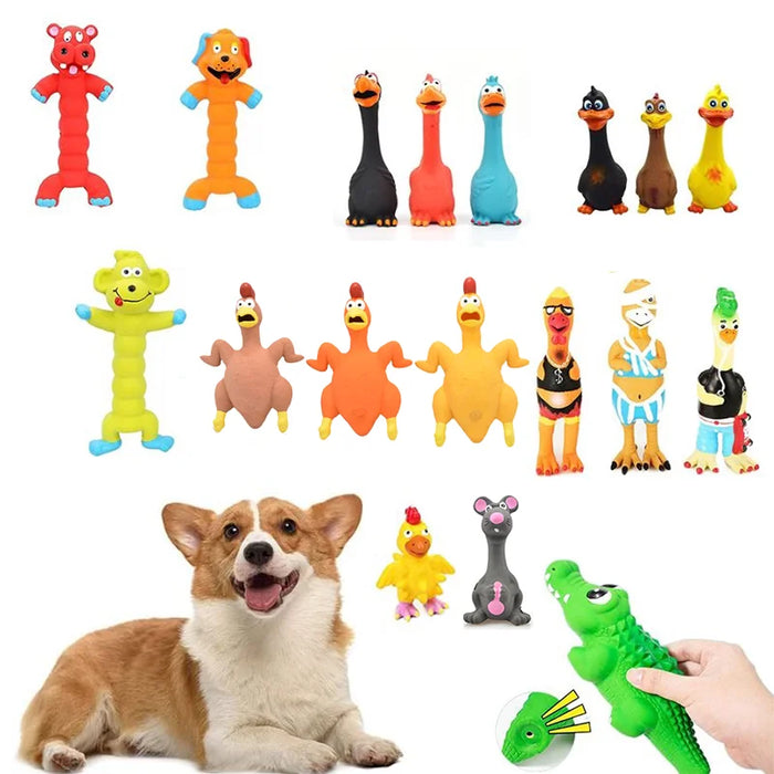 Squeaky Dog Rubber Toys Dog Latex Chew Toy Chicken Animal Bite Resistant Puppy Sound Toy Dog Supplies For Small Medium Large Dog