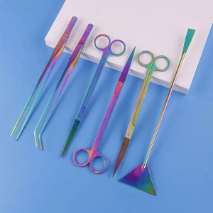 ADA Quality New Aquarium Tool Set Colorful Water Grass Scissors Flat Sand Water Grass Clip Straight/curved Tweezers Set