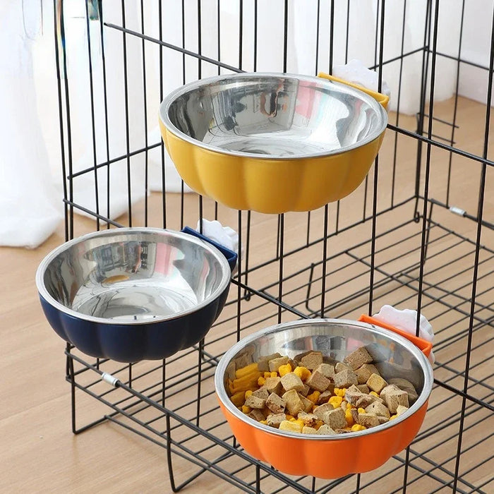 Hanging Pet Bowl Dog Set Small Food Bowls Cat Feeder Wall Mounted Water Cage Plastic Crate Kitten Supplies Stainless Steel