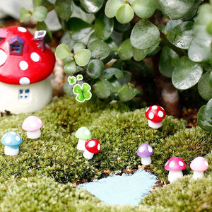 10pcs Mushroom Resin Room Decor Fairy Garden Decoration Home Miniature Micro Landscape Dollhouse Moss Terrarium Figurines Crafts