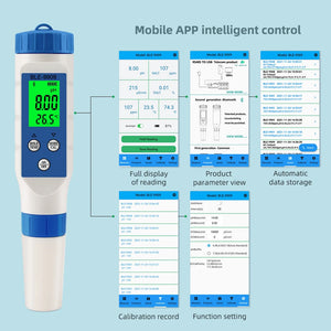 Smart 5 in 1 Salinity EC TDS Temp pH Meter Bluetooth Water Quality PH Tester APP Control for Aquarium Swimming Pool Fish Tank