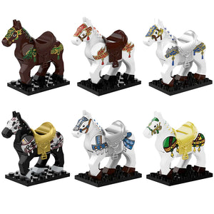 Moc Medieval War Horse Gray Wolf White Bear Elk Elephant Animal Model Kids Blocks Toys Gift For Boys Girls New Building Juguetes