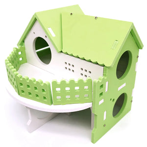 Hamster Villa Toy Plastic 2-Layer Small Animal Hideout House Hamster Playhouse Pig Rat Hamster Villa House Small Pet Cage Toy