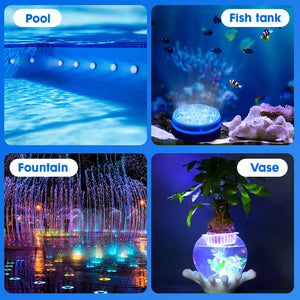 Updated Submersible LED Lights with Remote Underwater Pool Light IP68 Magnet 13 LED Bright Lamp RGB for Pond/Pool/Aquarium