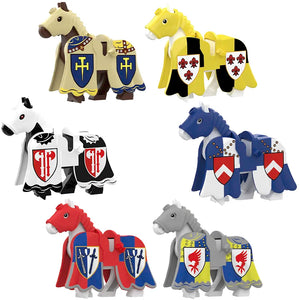 Moc Medieval War Horse Gray Wolf White Bear Elk Elephant Animal Model Kids Blocks Toys Gift For Boys Girls New Building Juguetes