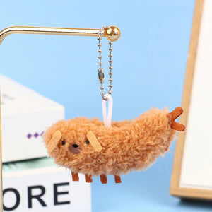 Cartoon Fried Crayfish Puppy Plush Toy Funny Dog Pendant Soft Stuffed Doll Keychain Backpack Car Bag Key Ring Decor Kid Gift 1pc