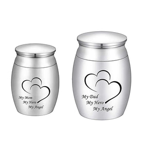 My Dad My Hero My Angel Cremation Keepsake Urns for Human Custom Stainless Steel Ashes Mini Memorial Urn Funeral Urns for Ashes