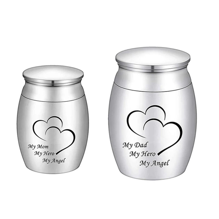 My Dad My Hero My Angel Cremation Keepsake Urns for Human Custom Stainless Steel Ashes Mini Memorial Urn Funeral Urns for Ashes