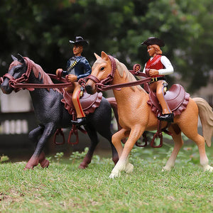 Oenux Wild Steed Clydesdale Horse Animal Model Action Figures Farm Stable Rider Equestrian Knight Horseman PVC Figurines Kid Toy