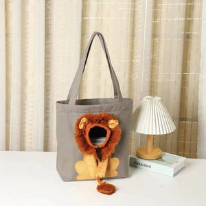 Soft Pet Carriers Lion Design Portable Breathable Bag Cat Dog Carrier Bags Outgoing Travel Pets Handbag with Safety Zippers