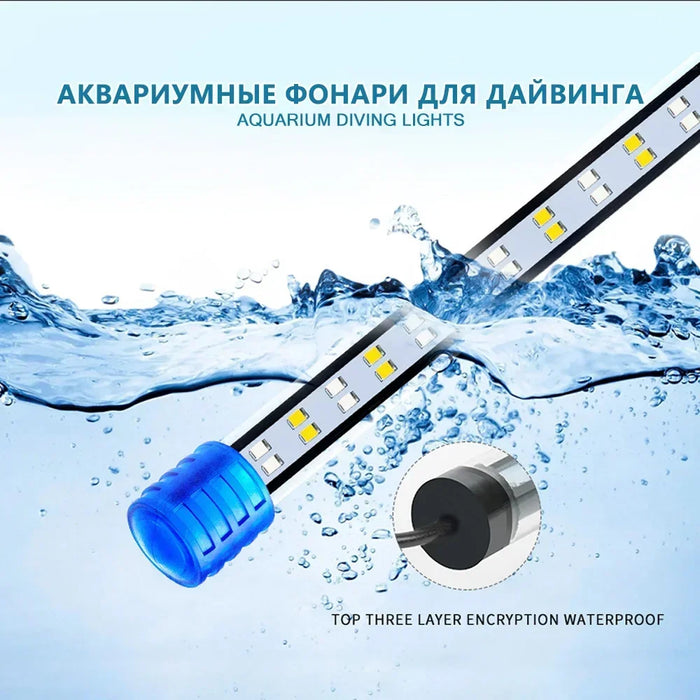 LED Aquarium Light Waterproof Fish Tank Light Aquatic Plant Light Submersible Underwater Clip Lamp Aquatic Decor