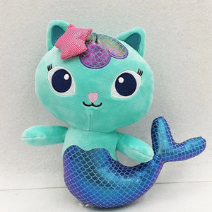 25cm 7-piece Gabby doll house plush toy cartoon stuffed animal mermaid cat mermaid plush doll children's Christmas gift