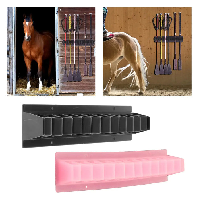 Whip Rack Crop Holder Wall Mounted Organizer Holds 12 Tack Room Equipment Storage Hanger Horse Stables Accessories