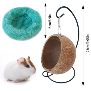 Hamster Coconut Hideout Suspension Coconut Shell Hamster Hideout Small Animal Suspension Coconut Hideout Habitat Decor Pet Cave