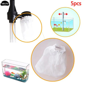 5Pc Aquarium Siphon Filter Bags Fish Tank Electric Water Changer Gravel Cleaner Replaceable Mesh Bags Sand Washer Aquarium Clean