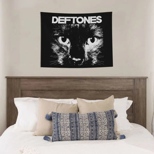 Deftones Cat Tapestry Wall Hanging Polyester Wall Tapestry Punk Hip Hop Fantasy Throw Rug Blanket Room Home Decor Yoga Mat