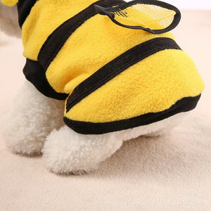 Pet Dog Apparel Coat Hoodie Costume Outfit Puppy Bumble Bee Warm Dog Cat Clothing Cosplay Dress Coat Pet Clothes For Small Dogs