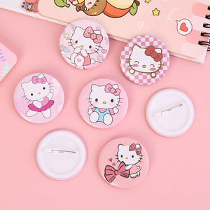 5Pcs/Set Kawaii Hello Kitty Chest Badge Sanrio Cartoon Figure  Brooch Sweet Cute KT Cat Clothing Decoration Girls Kids Toy Gift