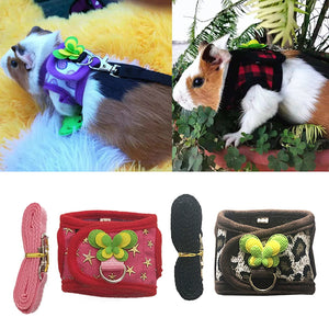 Pet Hamster Harness Vest Adjustable Leash Set for Guinea Pig Chinchilla Rabbit Traction Rope Chest Harness Small Animal Outdoor