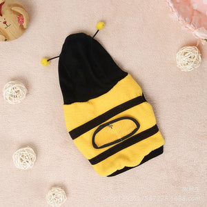 Pet Dog Apparel Coat Hoodie Costume Outfit Puppy Bumble Bee Warm Dog Cat Clothing Cosplay Dress Coat Pet Clothes For Small Dogs