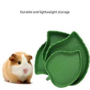 Reptile Dish Food Bowl Leaf Shape Water feeder Tortoise Habitat Accessories drink Plate For Turtle Lizards Hamsters Snakes