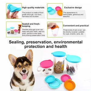 2/1Pcs Silicone Canned Lid Sealed Feeders Food Cover Can Lid For Puppy Dog Cat Storage Top Cap Reusable Lid Health Pet Tapas De